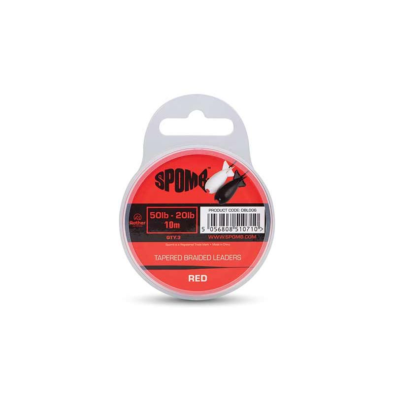 SPOMB TAPERED BRAIDED LEADERS RED