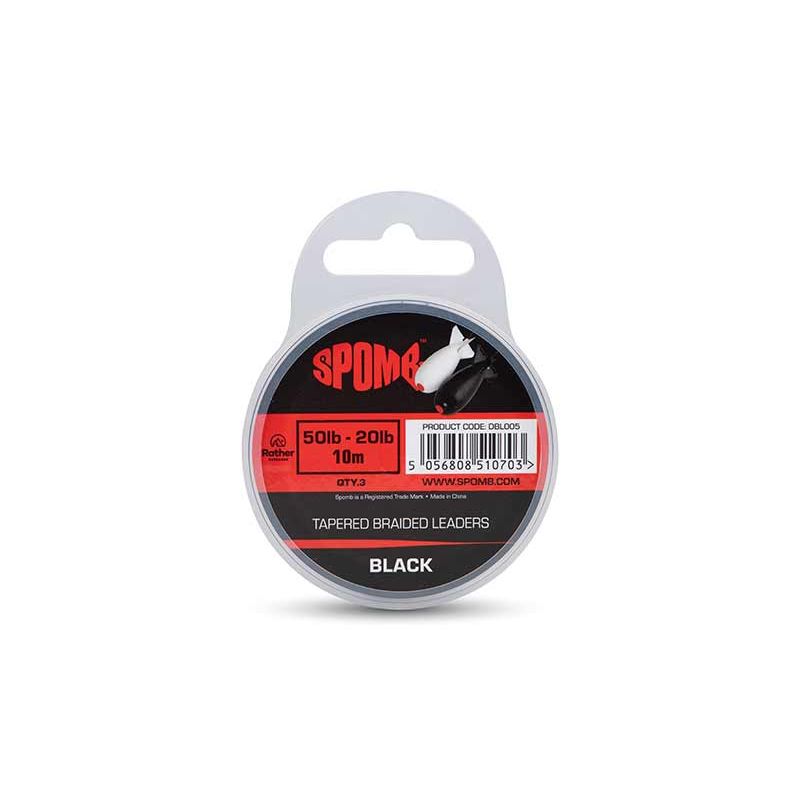 SPOMB TAPERED BRAIDED LEADERS BLACK